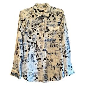 Karl Lagerfeld White and Blue Parisien Print Shirt